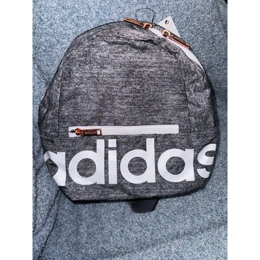 Adidas Unisex Mini Travel Small Backpack Bag - Jersey Onix Gray/Rose Gold B22